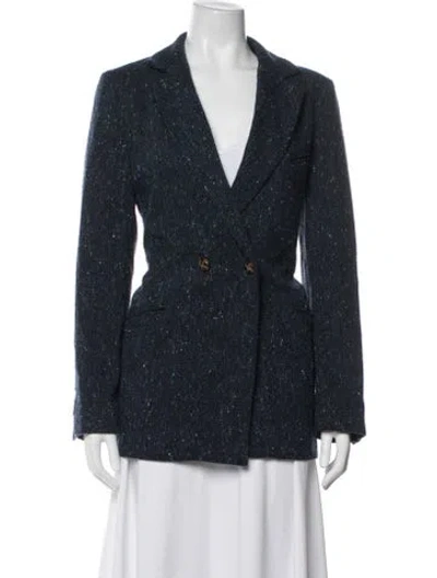 Pre-owned Maison Hotel Tweed Pattern Blazer In Blue
