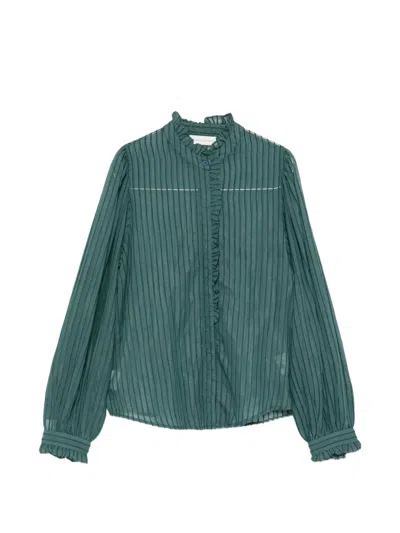 Maison Hotel Valley Of Neptune Ruffled Blouse In Green