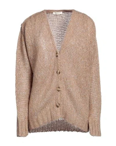 Maison Hotel Woman Cardigan Camel Size Xs Acrylic, Mohair Wool, Polyamide In Beige