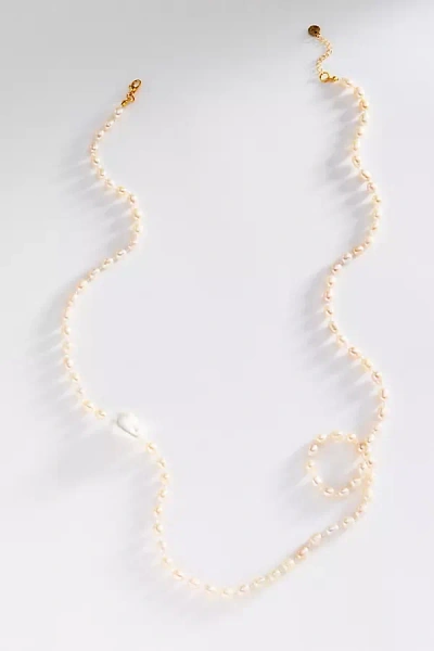 Maison Irem Long Pearl Necklace In Gold