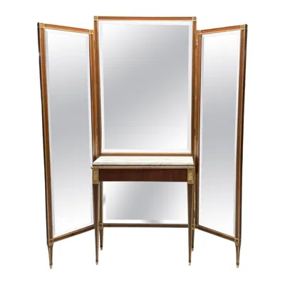 Pre-owned Maison Jansen , Hollywood Regency, Vanity Mirror, Mahogany, Glass, France, 1940s In Brown