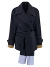 Maison Jejia Cashmere Wool Coat Coats And Trench Coats Blue In Blue