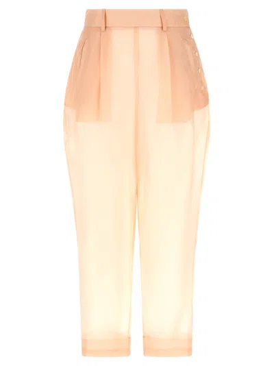 Maison Jejia Silk Casual Women's Pants In Neutral