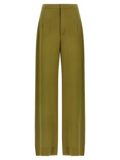 Maison Jejia Silk Trousers In Olive