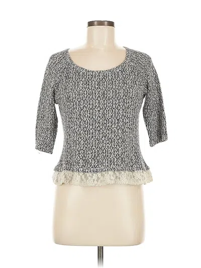 Pre-owned Maison Jules 3/4 Sleeve Top Gray Sweetheart Neckline Tops