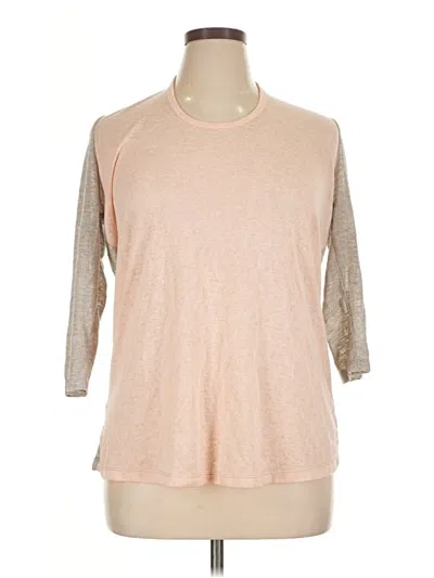 Pre-owned Maison Jules 3/4 Sleeve Top Tan Crew Neck Tops