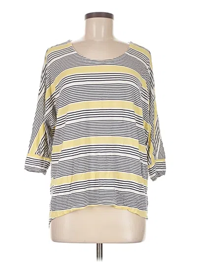 Pre-owned Maison Jules 3/4 Sleeve Top Yellow Boatneck Tops