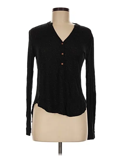 Pre-owned Maison Jules Long Sleeve Henley Shirt In Black