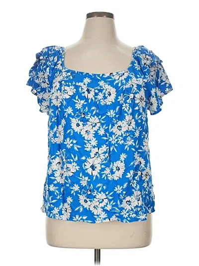 Pre-owned Maison Jules Short Sleeve Blouse In Blue