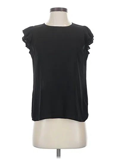 Pre-owned Maison Jules Short Sleeve Top Black Ruffles Neckline Tops