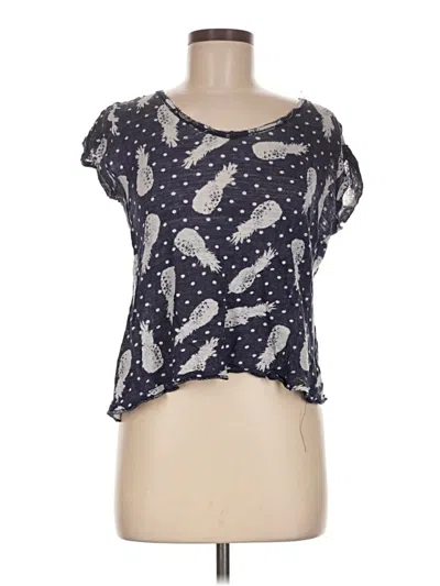 Pre-owned Maison Jules Short Sleeve Top Blue Sweetheart Neckline Tops