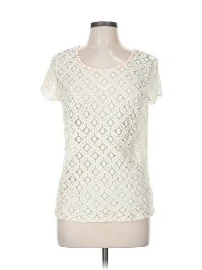 Pre-owned Maison Jules Short Sleeve Top Ivory Scoop Neck Tops In White