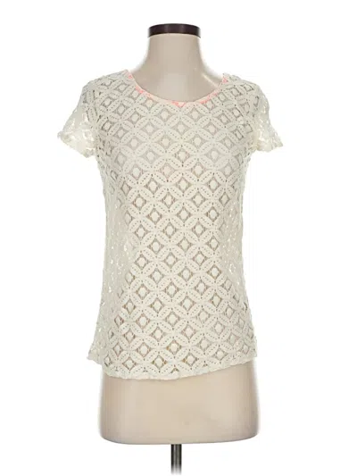 Pre-owned Maison Jules Short Sleeve Top Ivory Sweetheart Neckline Tops