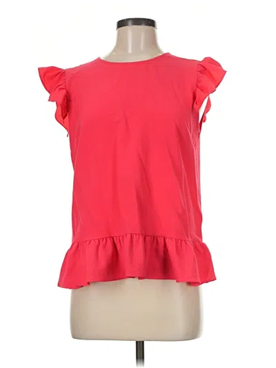 Pre-owned Maison Jules Short Sleeve Top Red Ruffles Neckline Tops