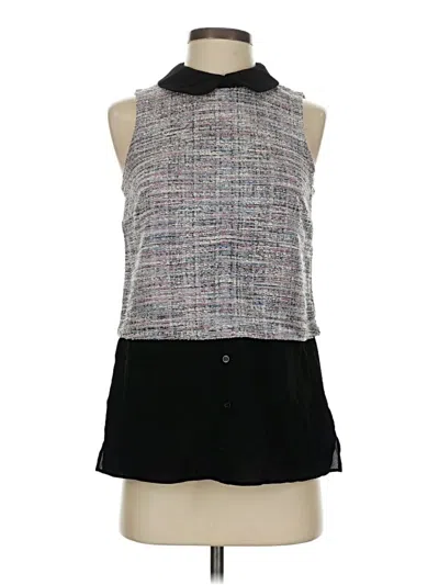 Pre-owned Maison Jules Tank Top Gray Tweed Pattern Collared Neckline Tops