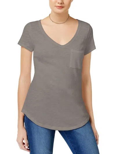 Maison Jules Womens Cotton Slub T-shirt In Grey
