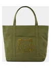 Maison Kitsunã© Fox Head Large Shopper Bag In Green
