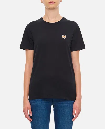 Maison Kitsunã© Fox Head Patch Regular Tee Shirt In Black