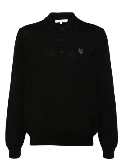 MAISON KITSUNÉ MEN'S BOLD FOX HEAD PATCH POLO JUMPER SWEATER