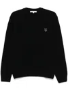 Maison Kitsuné Ribbed Crew Neck Sweater With Long Sleeves In Black