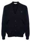 Maison Kitsuné Bold Fox Head Wool Cardigan In Blue