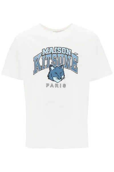 Maison Kitsunã© Men's Campus Fox Relaxed T-shirt Shirt In White