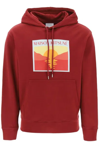 Maison Kitsuné Men's Cotton Hoodie In Red