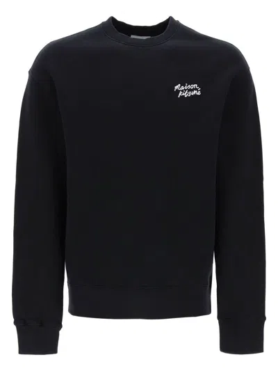Maison Kitsunã© Men's Crewneck Sweatshirt With Logo Lettering In Black