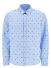 Maison Kitsuné Men's Light Casual Cotton Shirt With Print In Blue