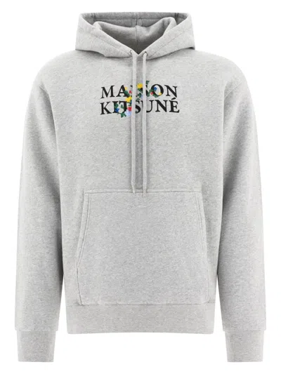 Maison Kitsuné Men's "maison Kitsunã© Flowers" Hoodie In Grey