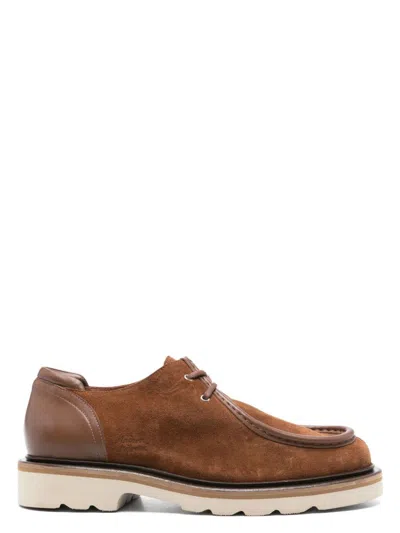 Maison Kitsunã© Men's Suede Leather Derbies Loafer In Brown
