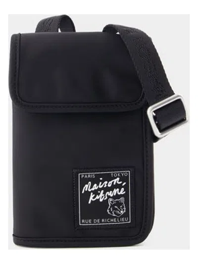 Maison Kitsunã© Men's The Traveller Neck Pouch In Black
