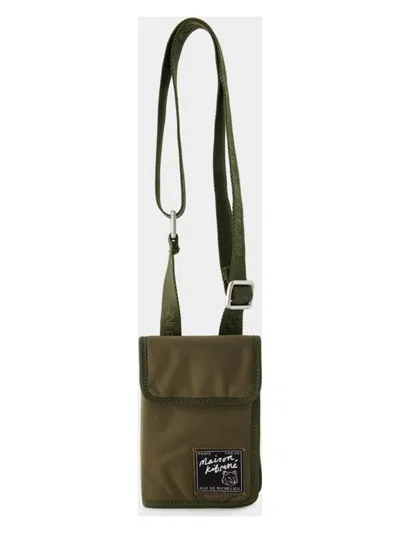 Maison Kitsunã© Neck Pouch Bag In Khaki