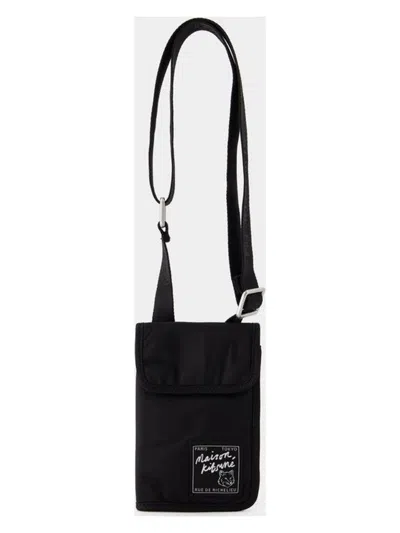 Maison Kitsunã© Nylon Neck Pouch In Black