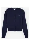 Maison Kitsunã© Women's Baby Fox Wool Cardigan In Blue