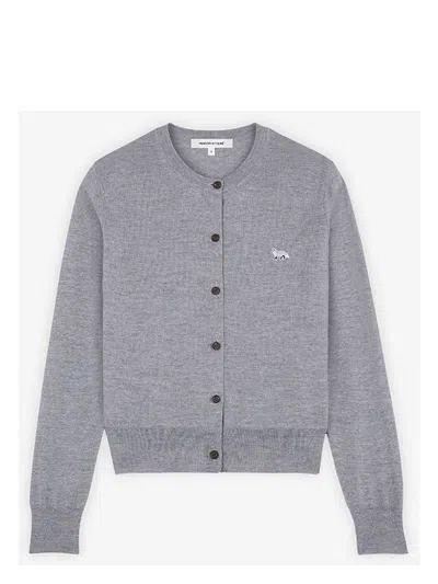 Maison Kitsunã© Women's Baby Fox Wool Cardigan In Grey