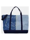 Maison Kitsunã© Women's Fox Head Denim Weekender Shopper Bag In Blue