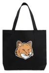 Maison Kitsuné Canvas Fox Head Tote Bag In Black