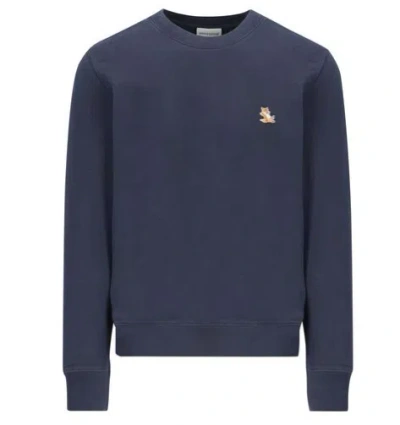 Maison Kitsuné 100% Cotton Stylish Sweater In Ink Blue