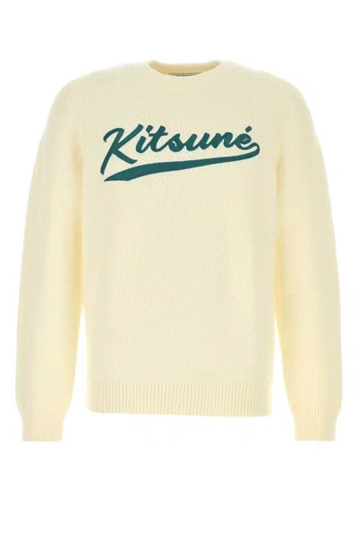 Maison Kitsuné Maison Kitsune Ivory Cotton Blend Sweater In Yellow
