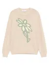 Maison Kitsuné Abstract Daisy Intarsia Sweater Dune In Neutral