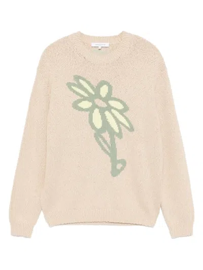 MAISON KITSUNÉ ABSTRACT DAISY INTARSIA JUMPER