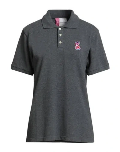 Maison Kitsuné Acide Woman Polo Shirt Charcoal Size M Cotton In Gray