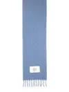 Maison Kitsuné Rectangular Scarf Fringed Edges In Blue