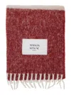 Maison Kitsuné Logo-patch Fringed Scarf In Red