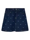 Maison Kitsuné Blue Laser-printed Denim Miniskirt