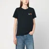 Maison Kitsuné Double Fox Head Patch Cropped T-shirt In Black