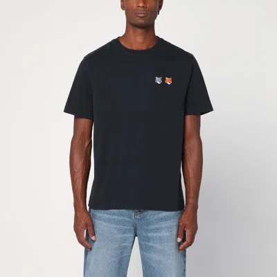 Maison Kitsuné Anthracite Grey Cotton T-shirt In Black