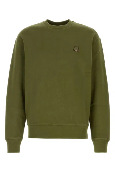 MAISON KITSUNÉ ARMY GREEN COTTON SWEATSHIRT