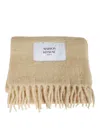 Maison Kitsuné Luxurious Baby Alpaca Scarf With Fringed Edges In Yellow